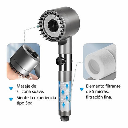 FuenteRelax™ Cabezal Ducha Alta Presion Masajeadora con filtro.🚿